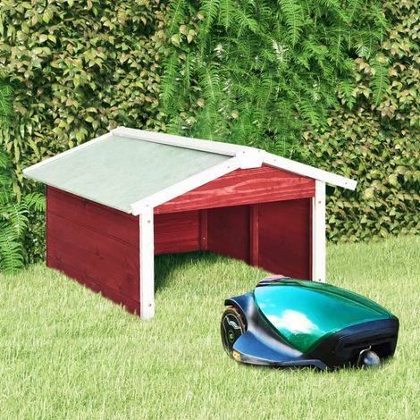 Garage de tondeuse à gazon 72x87x50 cm Rouge et blanc Sapin (1/5)