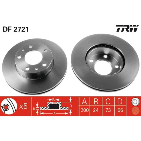 DISQUE DE FREIN AVANT DF2721 TRW (1/2)