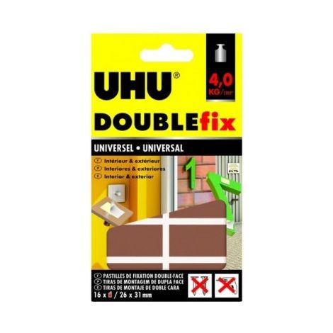 UHU Doublefix universell - Klebepastillen, ultra stark, Tragkraft 4 kg, weiÃŸ, 16 Pastillen