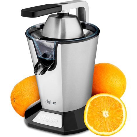 Ufesa EX4950 Spremiagrumi Elettrico, 600W, Versamento continuo, Salvagoccia, Doppio cono, Filtro in acciaio inox, Braccio Estrattore di Succo, Smontabile. BPA Free (1/5)