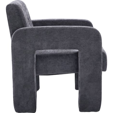 Fauteuil Salon 1 Place avec Accoudoirs Ergonomiques Confort Mousse Haute Densité Structure Solide en Chenille Gris (1/5)