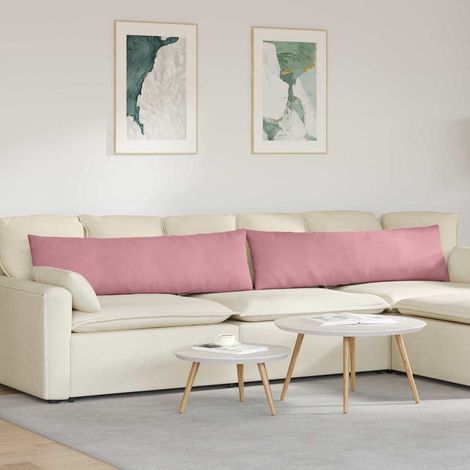 Cojines de sofá 2 pcs Rosa 145 x 40 cm Tela de pana