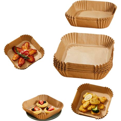 Paquet de 100 tapis de cuisson de 16 cm papier antiadhésif résistant à l'huile qualité alimentaire non blanchi sans cire compatible air fryer four grill micro ondes (1/5)