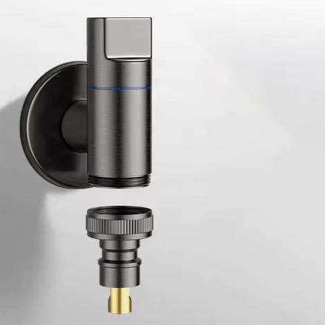 Washing Machine Tap, G1/2 Wall Mount, Stainless Steel Angle Valve, Quick Release Angle Valve, Water Stopping, for Washing Machine (Gray) (1/5)