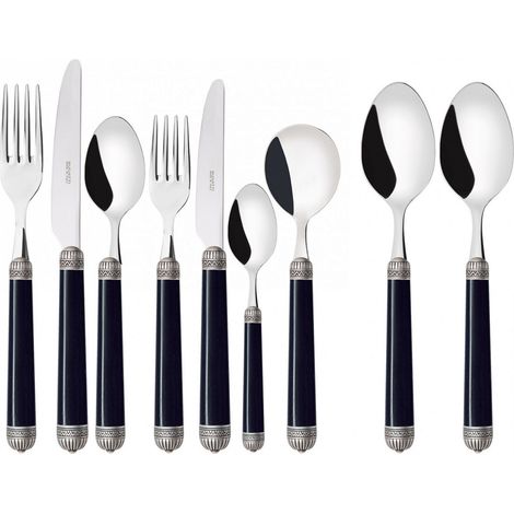 DORICO Ghiera Argento Anticato, Posate Set 44 Pz, Scatola - Colore: Nero (1/2)