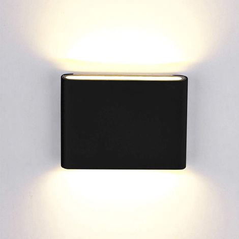 Modern Wandlampe Aluminium LED Wandleuchte Mit Up Down für  Wohnzimmer, Schlafzimmer, Flur, Balkon - 6W Warmweiß (Schwarz)