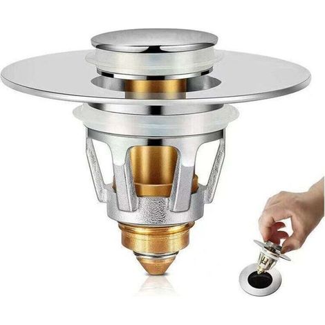 Ulisem Pop-Up Sink Drain, Universal Pop-Up Sink Drain with Anti-Clogging Filter, Anti-Odor Hair Filter for Drain Holes (1/4)