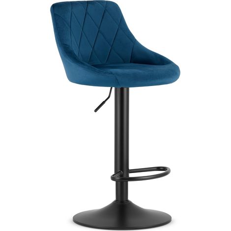 Kast-Hocker – marineblauer Samt / schwarzes Gestell (1/5)