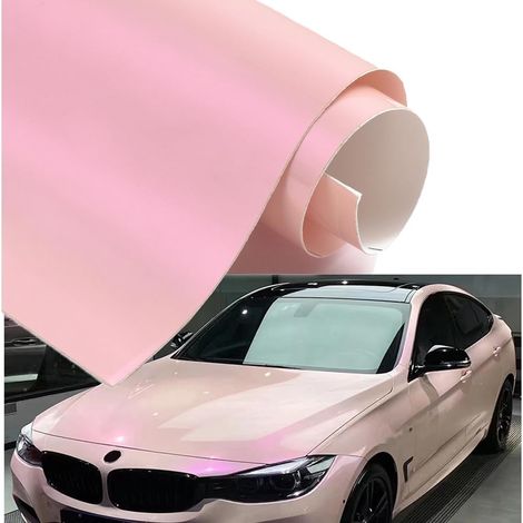 Film Covering Voiture Rose, Vinyle Film pour Voiture Rose Pâle Brillant, Light Pink Film de Auto Tuning Autocollant Étanche Intérieur Exterieur pour Auto, Moto, Vélo (30 x 152 cm) (1/5)