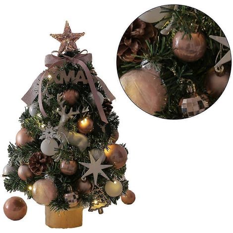 Mini sapin de Noël artificiel illuminé avec décorations (1/4)