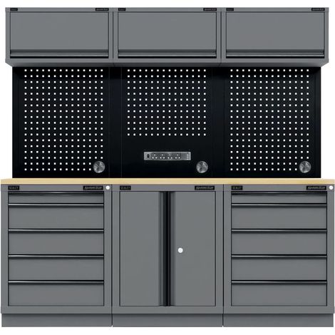 Sealey APMSBESTACK04WW Superline PRO Black Edition Storage System with Rubber Wood Worktop 2.04m