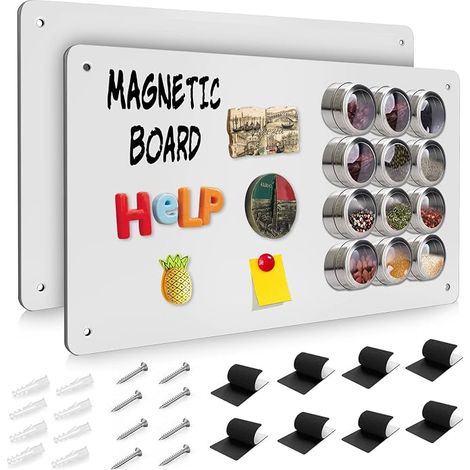 Magnetic Whiteboard, Magnetic Screw-On Board, Magnetic Wall Board for Kitchen, Steel Magnetic Boards, for Walls, Fridges, Cupboards, 30 x 43.5 x 0.1 cm (1/5)