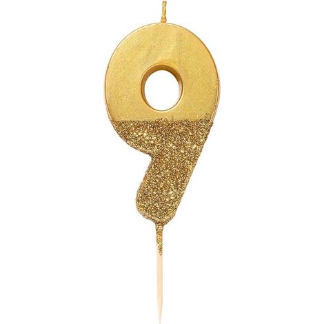 Bougie d'anniversaire numéro 9 dorée avec paillettes Décoration de gâteau Jolie, scintillante pour enfants, adultes, 9e, 19e fête, anniversaire, âge jalon (1/3)