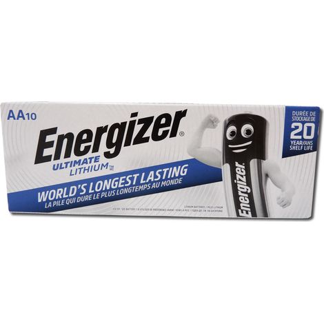Energizer – Lot de 10 piles lithium AA 3000 mAh – Tension 1.5 V – Gamme de températures -40 à +60 °C – Pour appareils gourmands en énergie