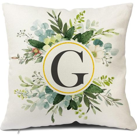 Kissenbezug mit G-Muster, 45,7 x 45,7 cm, florales und grünes Design – eine rustikale Sofadekoration, kompatibel mit Standard-Kissenfüllungen.