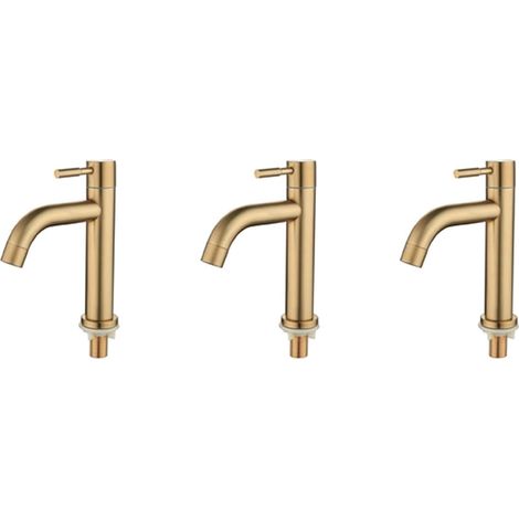 3X Brosse Ou Simple de Bassin Froid 304 Matériau Mélangeur de Bassin D'évier de Salle de de Lavage à L'Eau Mélangeur-A (1/5)