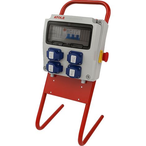 Coffret de Chantier 16A Monophasé avec support en métal - 9 modules - Coffret Électrique, protection différentielle, arrêt d'urgence ATOLE
