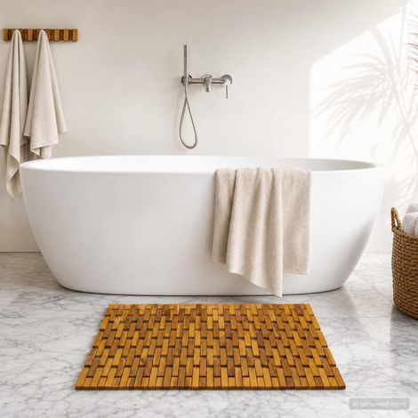 Tapis de bain Naturel 55 x 80 cm Bois d'Acacia Massif (1/5)