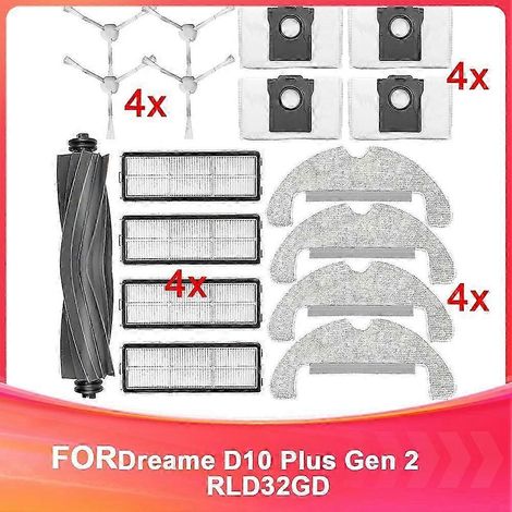 Kit d'accessoires pour aspirateurs robots D10 Plus Gen 2 ROBOTS RLD32GD : brosses principales, brosses latérales, filtres, serpillères, sacs d'aspirateur (1/5)