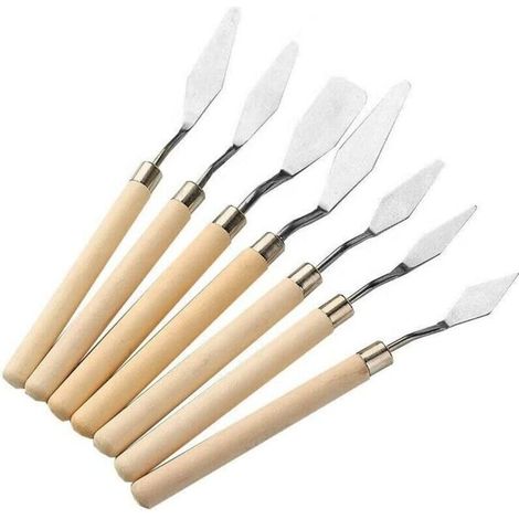 7-teiliges Maler-Set: Ölmalspachtel, Acrylmalspachtel, Malermesser, Farbpalettenmesser - Crezuo