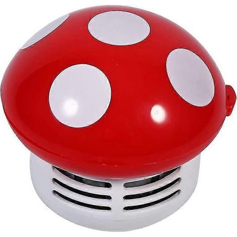 Mini aspirateur pour bureau, table et clavier en forme de champignon, 5 couleurs au choix (rouge) (1/3)