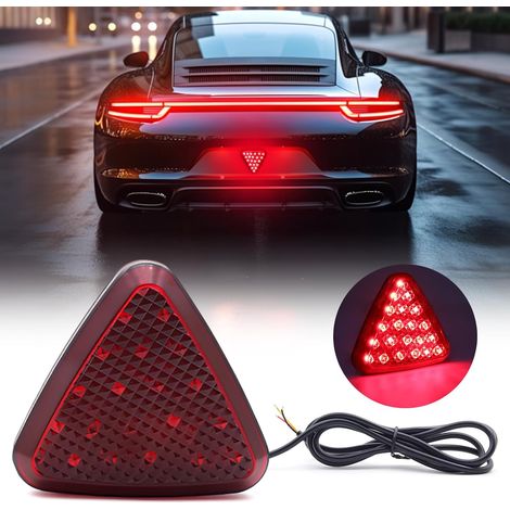 Feu arrière de voiture 10-15V Feu de freinage d'attelage 21 LED Couvercle d'attelage triangulaire Feux de brouillard arrière pour remorque de voiture, camion, RV SUV, Lentille rouge (1/5)