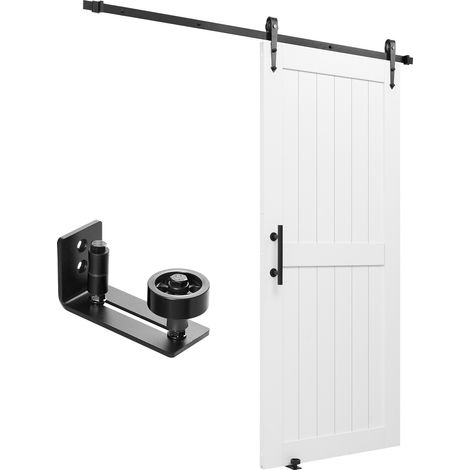 Mophorn Schiebetür im Scheunenstil mit Schiebetürsystem (914 x 2134 mm) aus robusten MDF-Platten, Tür mit Hardware-Kit, wasserabweisender PVC-Beschichtung und H-Rahmen
