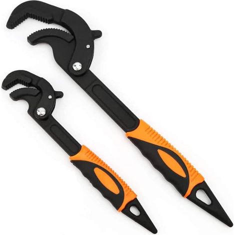Juego de llaves multiusos de 2 piezas que incluye una llave autoajustable y una llave de sujeción de tuberías rápida y potente para reparación de automóviles y mantenimiento del hogar. (1/5)