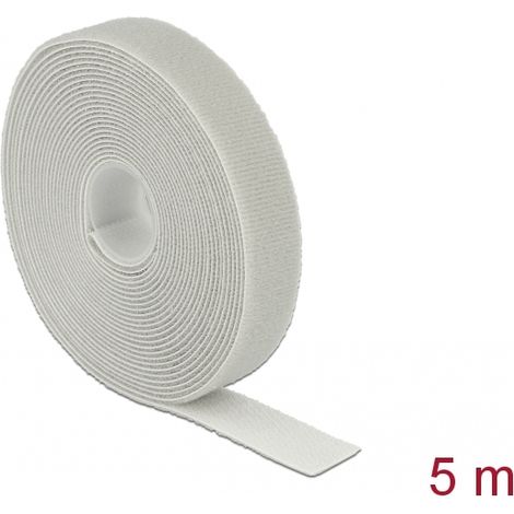Delock Cinta de gancho y bucle en rollo LA 5 m x AN 20 mm gris