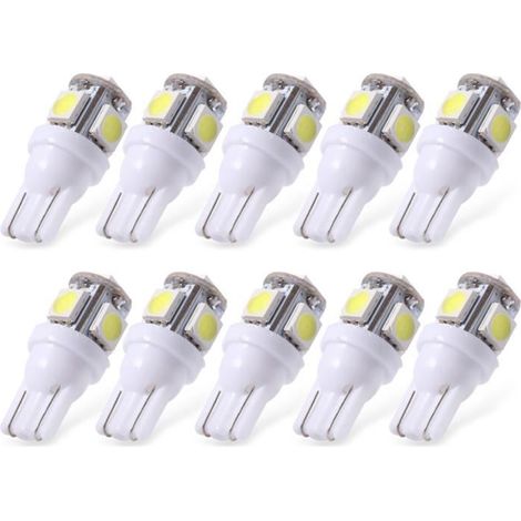 Ampoule LED, 10 unités, culot T10/W5W, 12V, 6000K, finition blanche, pour usage résidentiel, commercial ou remplacement des sources lumineuses conventionnelles.-AquaForge (1/3)