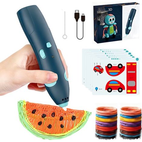 Kit de inicio para lápiz 3D: Lápiz 3D inalámbrico，10 tabletas de dibujo básicas，50 minutos de duración de la batería，Velocidad ajustable (1/5)