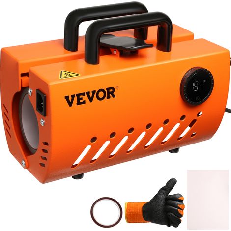 VEVOR Pressa a Caldo Portatile per Tazze Bicchiere 620W per Tazze da 33-89 cL Intervallo di Temperatura 40°C-210°C, Termopressa per Tazze Altezza Max. 25cm in Ceramica Acciaio Inox Lega di Alluminio