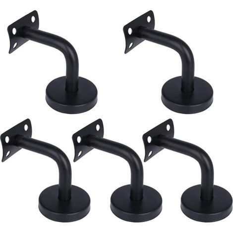 Lot de 5 supports de main courante en acier inoxydable noir,  rampes d'escalier, support de 60 x 60 mm