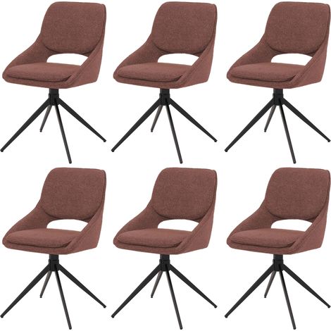 6er-Set Esszimmerstuhl HHG-612, Küchenstuhl, drehbar Auto-Return, Stoff/Textil Boucle (540g/m²) Öko-Tex braun