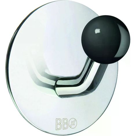 Smedbo Design Haken in Edelstahl verchromt/Knopf Schwarz, Selbstklebend BK1084 (1/2)