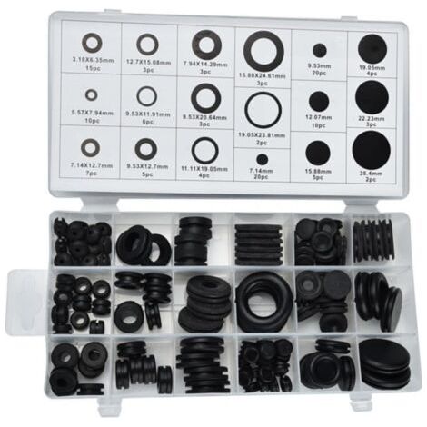 125 pièces Assortiment de Joints Toriques Caoutchouc Noir Kit Bagues Détanchéité Résistantes à Lhuile pour Plomberie Hydraulique Conduites Deau et Câblage Électrique (1/5)