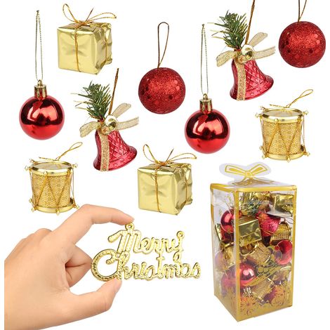 Christmas Balls Red Gold, 32 Pieces Glitter Christmas Tree Balls, Shatterproof Christmas Ball, for Home Party Wedding Stage Props Ornaments Tree Decorations (1/5)