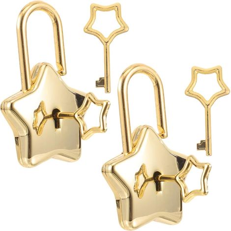 2ensembles Mini Cadenas Étoile à Clé Lot Pour Carnet Et Agenda Verrou De Confidentialité Compact Doré Pour Diy Et Voyages (1/5)