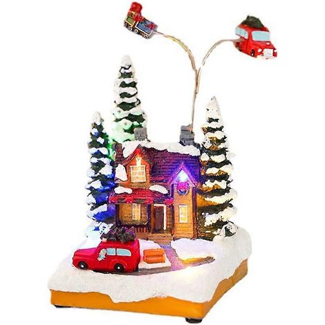 Weihnachtshausfigur mit LED-Beleuchtung, Musik und drehbarer Antenne