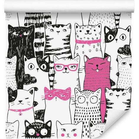 Papier peint chatons de dessin animé pour salon et chambre 50x1000 cm (1/5)