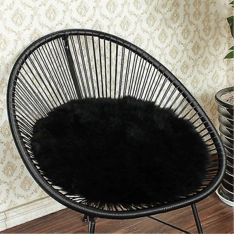 Housse de chaise ronde en fausse fourrure de mouton, coussin de siège, tapis ultra doux pour L (1/5)