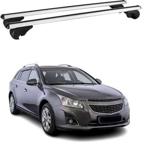 OMAC Barres de toit en aluminium pour Chevrolet Cruze Wagon 2011-2016 – TÜV / DIN 75302:2019 – Antivol inclus – Charge max 75 kg – 2 barres Argent (1/4)
