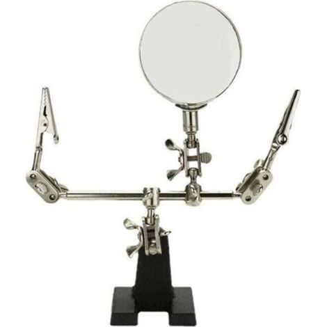 Troisième main avec pince et loupe - Aide à la soudure - Avec loupe grossissante 5x (1/4)