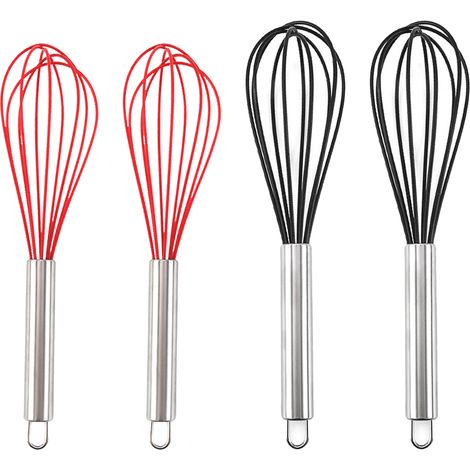 Fouet En Silicone - Acier Inoxydable - Résistant À La Chaleur - Pour Casseroles Antiadhésives - Lot De 4 (1/5)