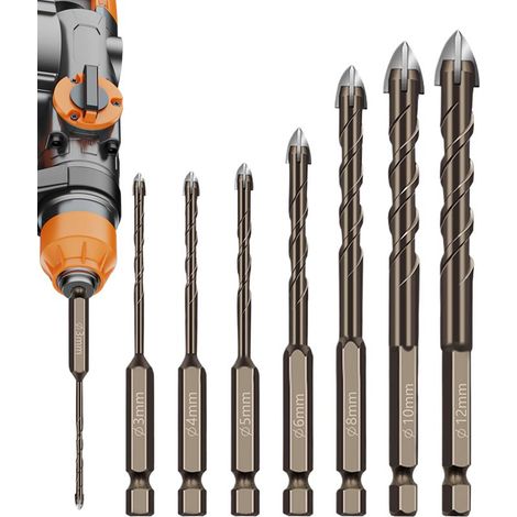 Jeu De Mèches Pour Tournevis,Jeu de 7 Forets de Perçage Outil en Acier au Tungstène pour Maintenance Industrielle Métallurgie Électriciens Charpentiers (1/5)