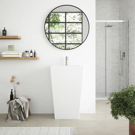 Lavabo Freestanding 53x47cm in Ceramica Bianco Lucido con troppopieno Mod. Kara (1/5)