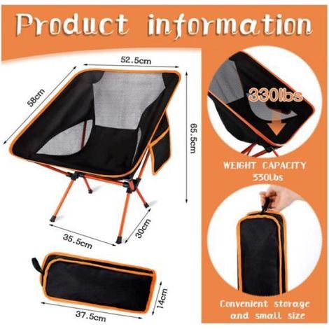 Chaise de Camping,Compacte,Ultra Légère Chaise de Plage Pliable,Portable Léger Pliable Camping Chaise,Chaise Pliante Portable (1/4)