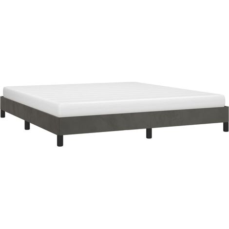 Bed Frame without Mattress Dark Grey Super King Velvet vidaXL (1/4)