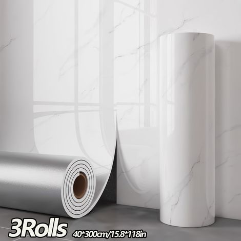 Carrelage imitation marbre 3 m, papier peint autocollant imperméable, autocollants de cuisine, papier peint décoratif de salon (1/5)