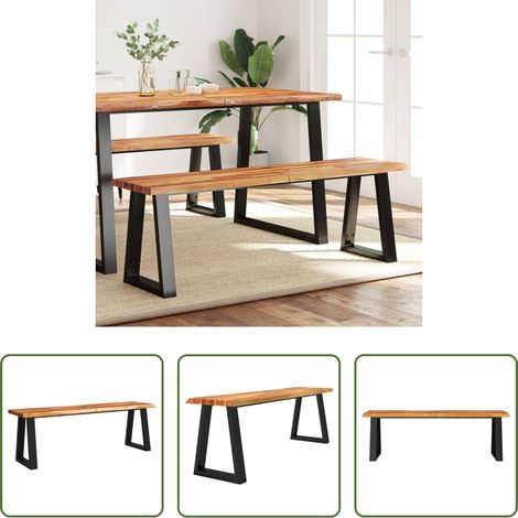 vidaXL Banc en bois massif - Banc avec bord vivant 140 cm bois d'acacia massif (1/5)